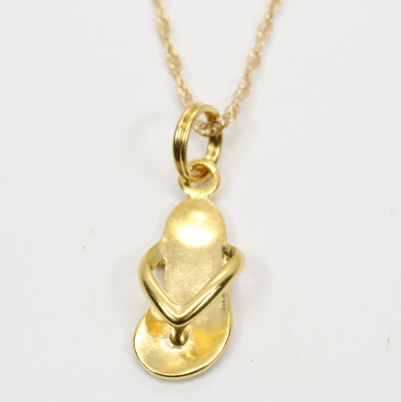 Gold Flip Flop Beach Sandal Necklace for her made in 14kt gold vermeil