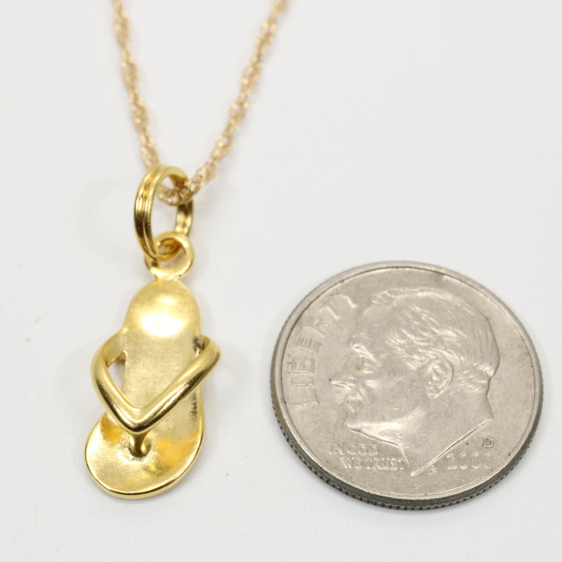Gold Flip Flop Beach Sandal Necklace for her made in 14kt gold vermeil