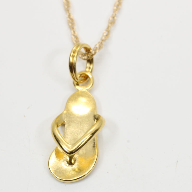 Gold Flip Flop Beach Sandal Necklace for her made in 14kt gold vermeil