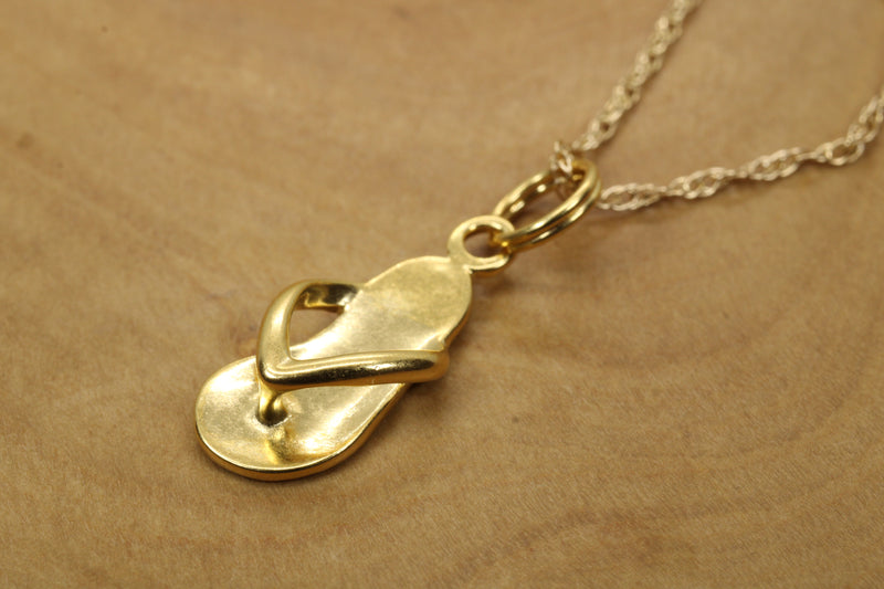 Gold Flip Flop Beach Sandal Necklace for her made in 14kt gold vermeil