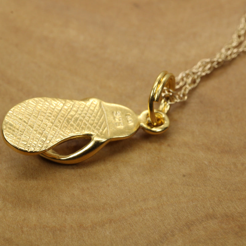 Gold Flip Flop Beach Sandal Necklace for her made in 14kt gold vermeil