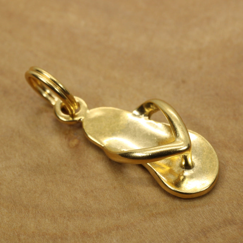 Gold Flip Flop Beach Sandal Necklace for her made in 14kt gold vermeil