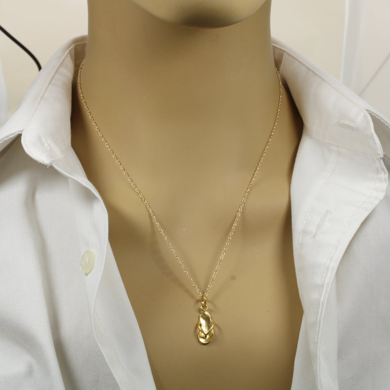 Gold Flip Flop Beach Sandal Necklace for her made in 14kt gold vermeil