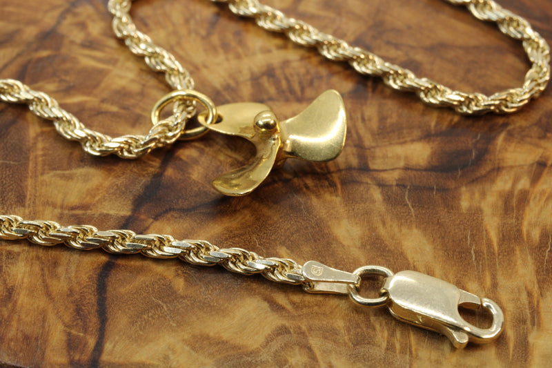 Gold 3-D Boat or Ship Propeller Necklace made in 14kt gold vermeil
