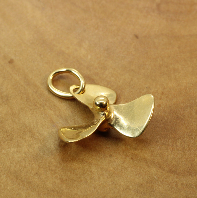 Gold 3-D Boat or Ship Propeller Necklace made in 14kt gold vermeil
