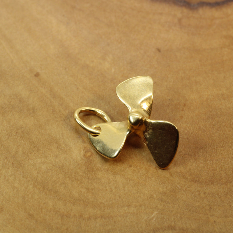 Gold 3-D Boat or Ship Propeller Necklace made in 14kt gold vermeil
