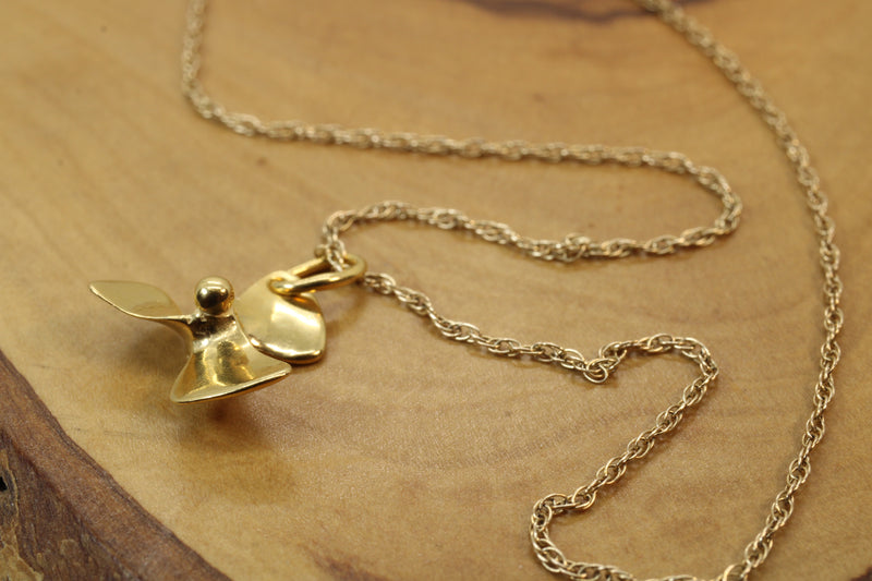 Gold 3-D Boat or Ship Propeller Necklace made in 14kt gold vermeil