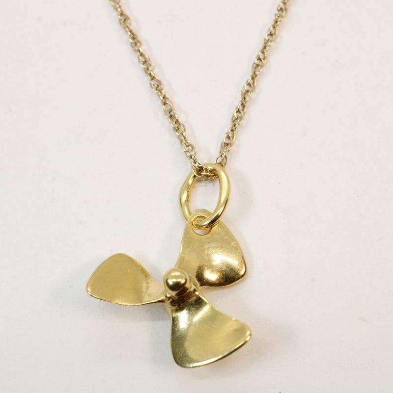 Gold 3-D Boat or Ship Propeller Necklace made in 14kt gold vermeil