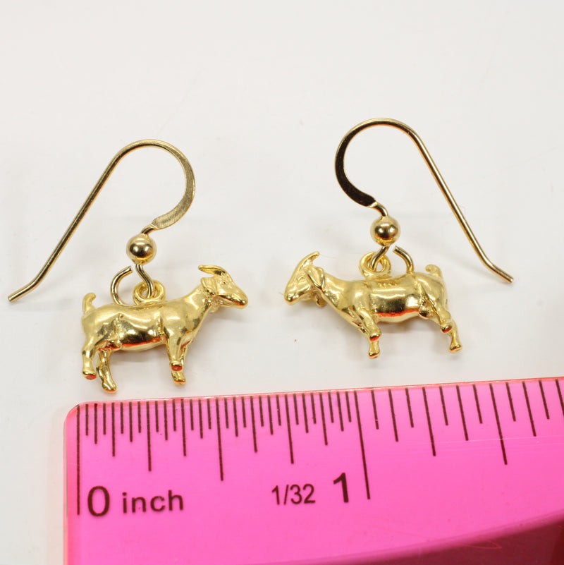 Gold Boer Goat Dangle Earrings made in 14kt Gold Vermeil