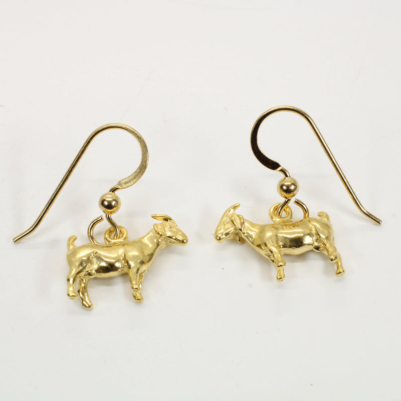 Gold Boer Goat Dangle Earrings made in 14kt Gold Vermeil