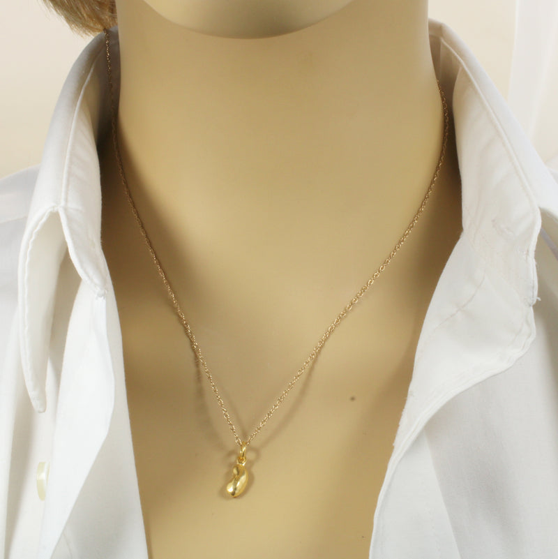Gold pinto bean or black-eyed pea necklace or charm made in 14kt gold Vermeil