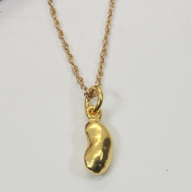 Gold pinto bean or black-eyed pea necklace or charm made in 14kt gold Vermeil