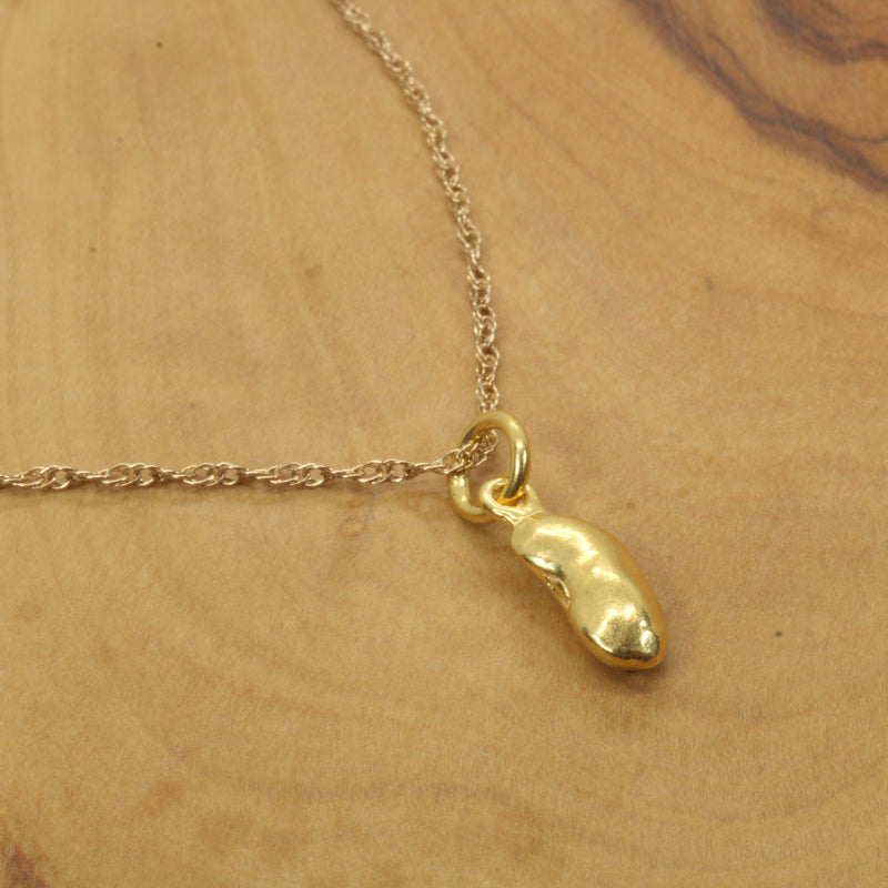 Gold pinto bean or black-eyed pea necklace or charm made in 14kt gold Vermeil