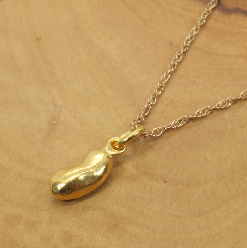 Gold pinto bean or black-eyed pea necklace or charm made in 14kt gold Vermeil