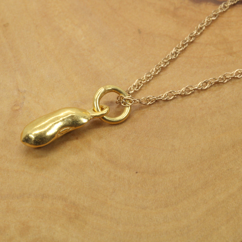 Gold pinto bean or black-eyed pea necklace or charm made in 14kt gold Vermeil