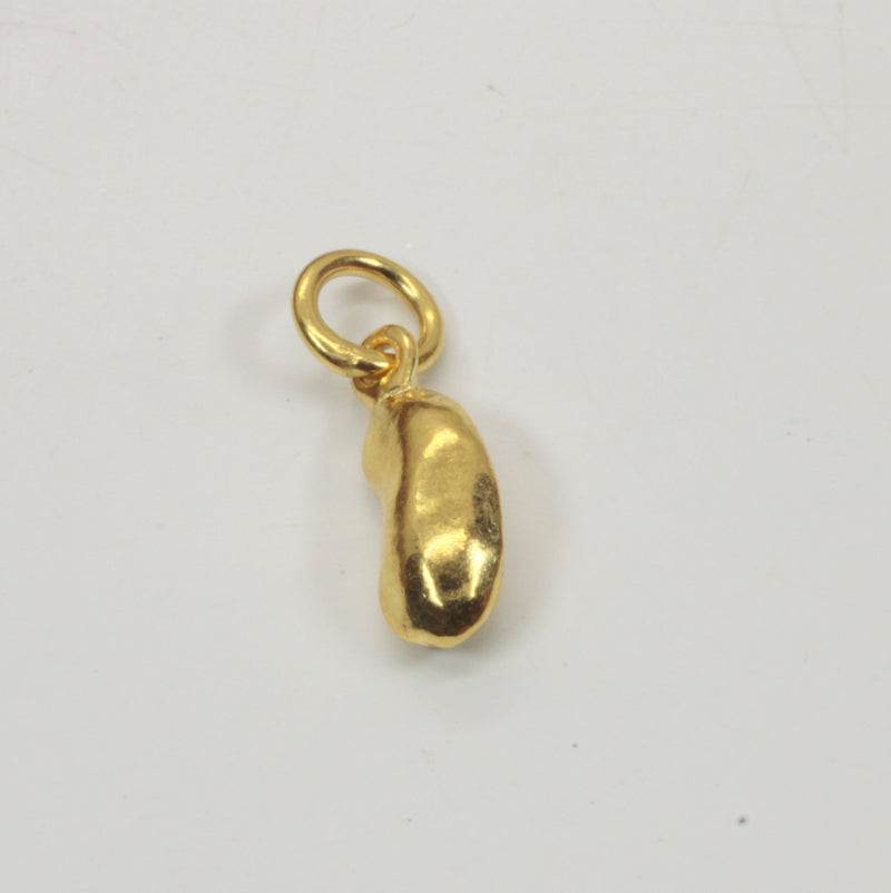Gold pinto bean or black-eyed pea necklace or charm made in 14kt gold Vermeil
