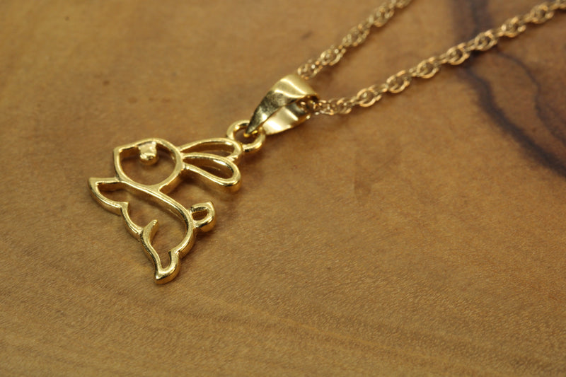 Gold Bunny Silhouette Necklace with 14kt Gold Vermeil Rabbit for her