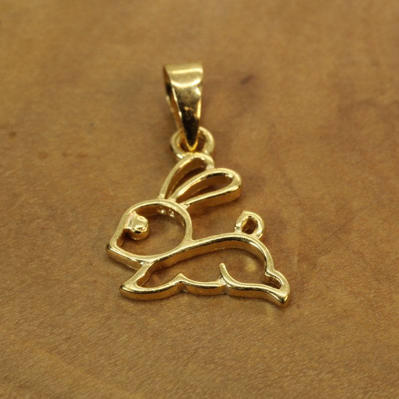 Gold Bunny Silhouette Necklace with 14kt Gold Vermeil Rabbit for her