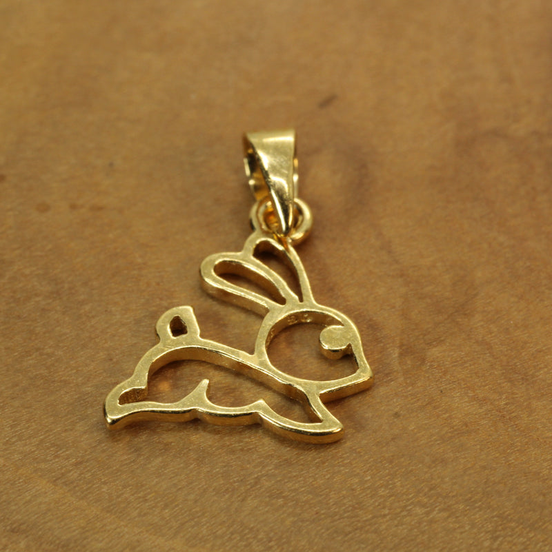 Gold Bunny Silhouette Necklace with 14kt Gold Vermeil Rabbit for her