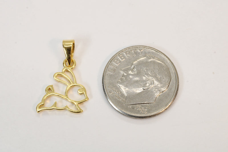 Gold Bunny Silhouette Necklace with 14kt Gold Vermeil Rabbit for her