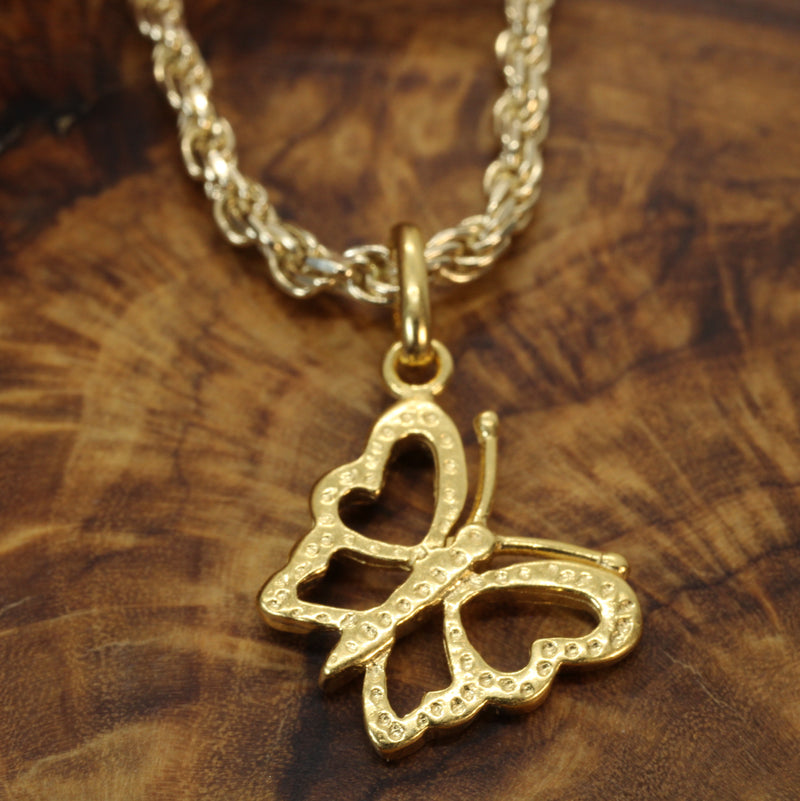 Gold Butterfly Silhouette Necklace made in 14kt gold vermeil for her