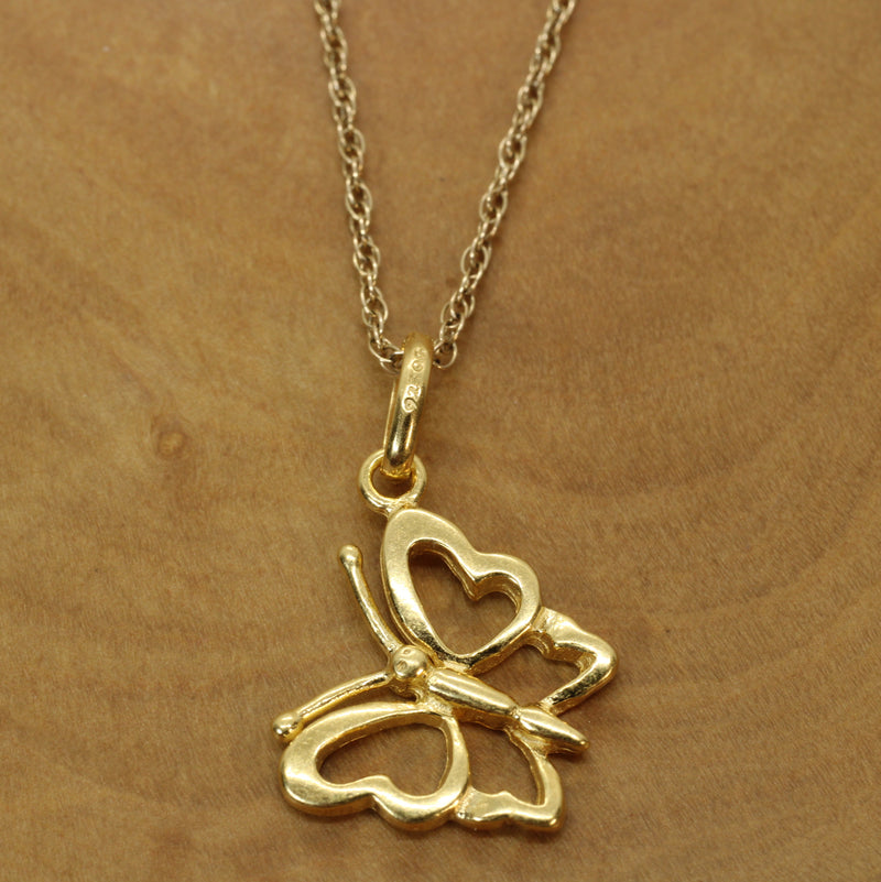 Gold Butterfly Silhouette Necklace made in 14kt gold vermeil for her