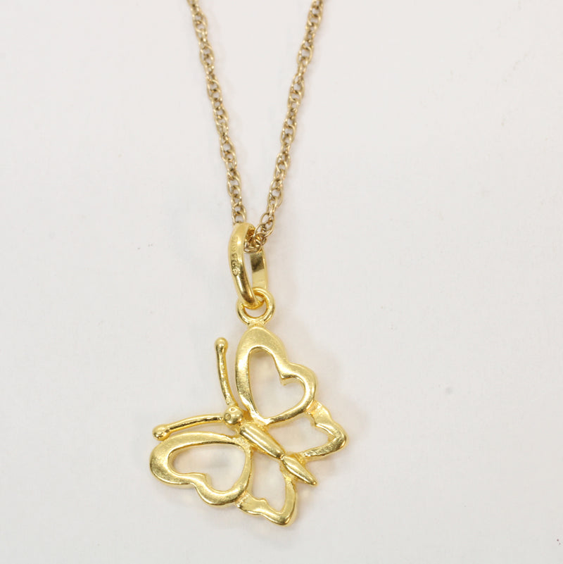 Gold Butterfly Silhouette Necklace made in 14kt gold vermeil for her