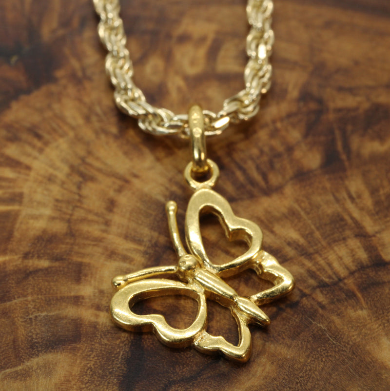 Gold Butterfly Silhouette Necklace made in 14kt gold vermeil for her