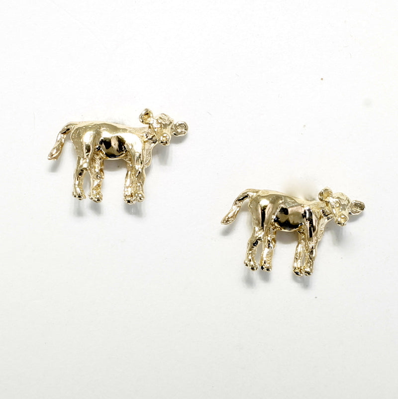 Gold Calf Earrings with 14kt Solid Gold Tiny Calves on stud backs