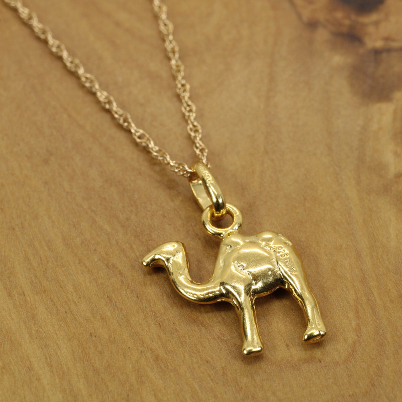Gold Camel Necklace for him or her made in gold vermeil
