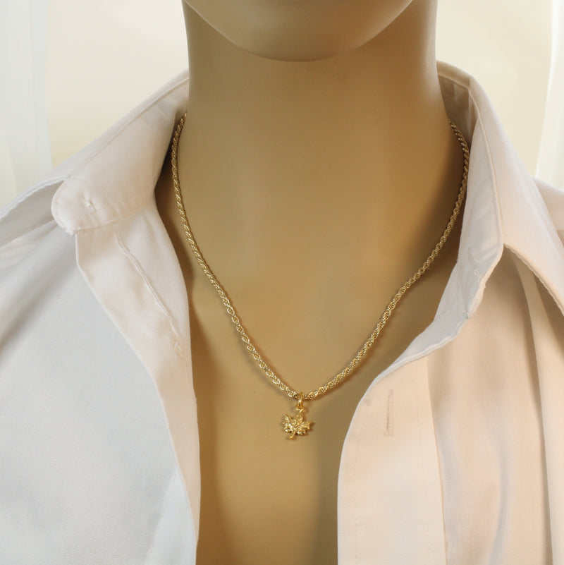 Gold Maple Leaf Necklace made in 14kt Gold Vermeil for her or him