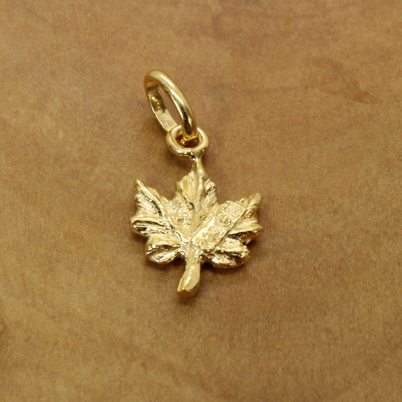 Gold Maple Leaf Necklace made in 14kt Gold Vermeil for her or him