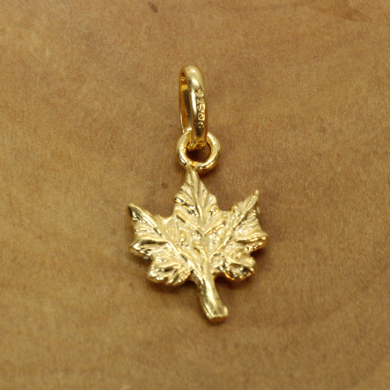 Gold Maple Leaf Necklace made in 14kt Gold Vermeil for her or him