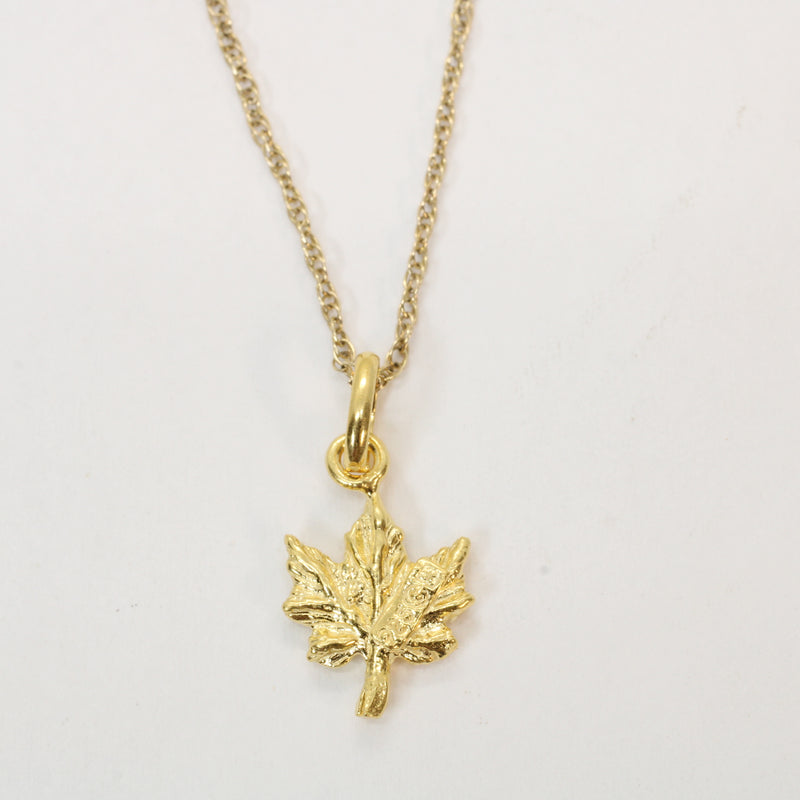 Gold Maple Leaf Necklace made in 14kt Gold Vermeil for her or him