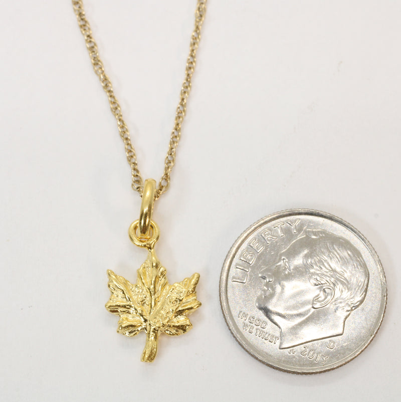 Gold Maple Leaf Necklace made in 14kt Gold Vermeil for her or him