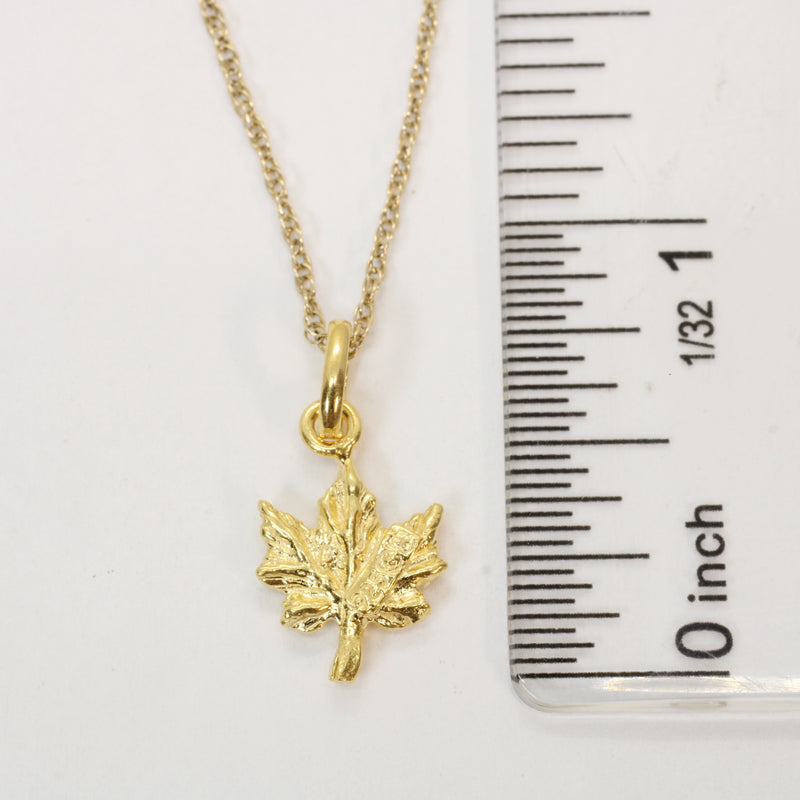Gold Maple Leaf Necklace made in 14kt Gold Vermeil for her or him