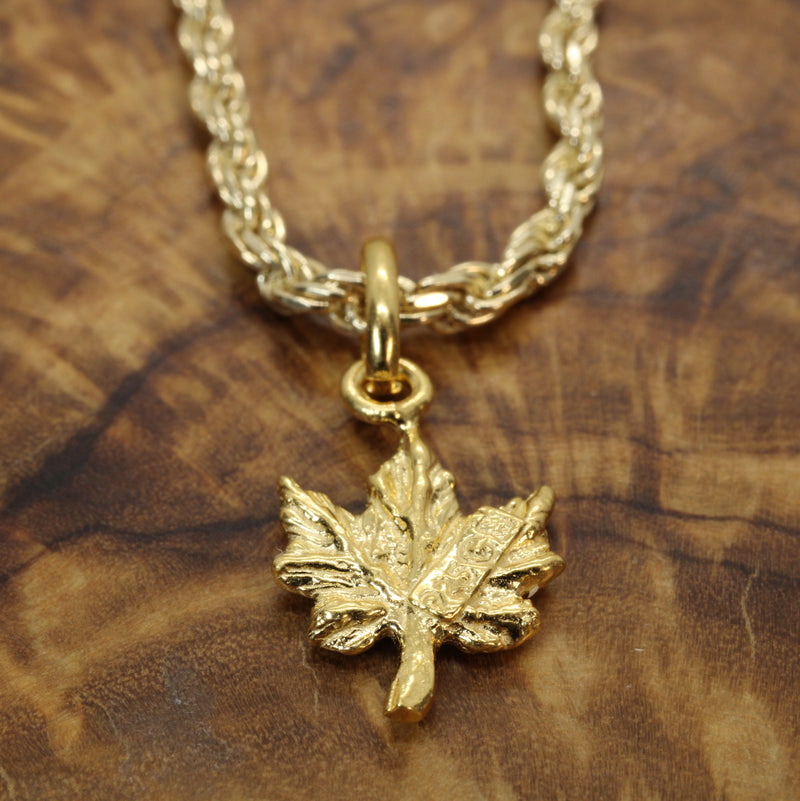 Gold Maple Leaf Necklace made in 14kt Gold Vermeil for her or him