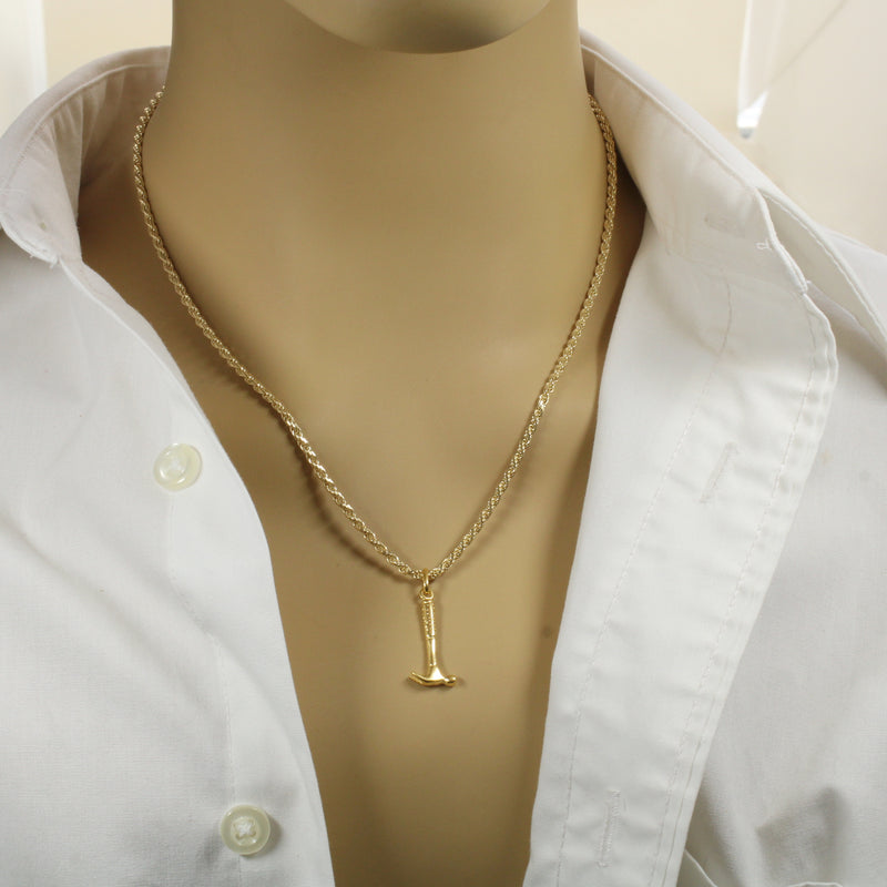 Gold Hammer Necklace for him or her made in 14kt gold vermeil