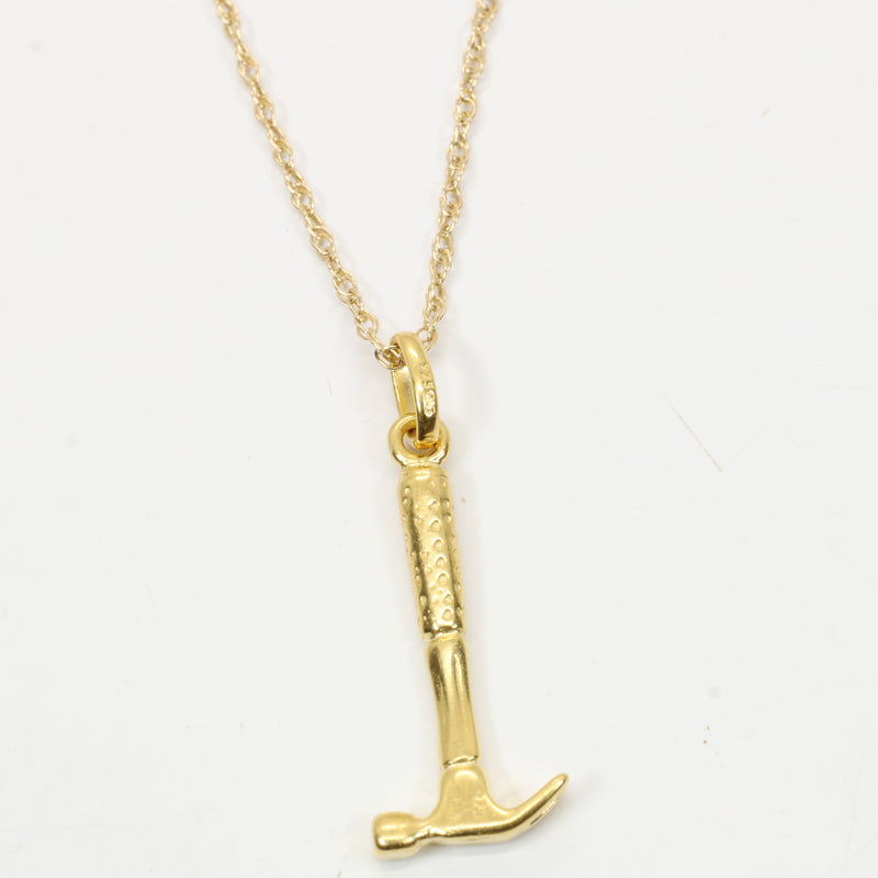 Gold Hammer Necklace for him or her made in 14kt gold vermeil