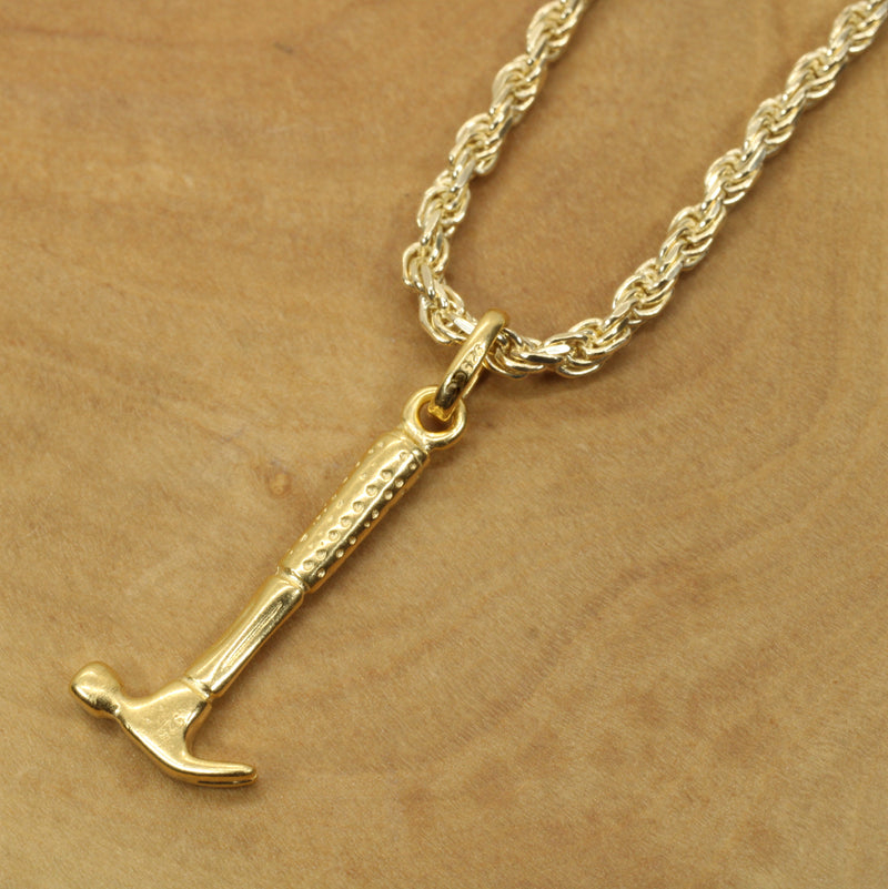 Gold Hammer Necklace for him or her made in 14kt gold vermeil