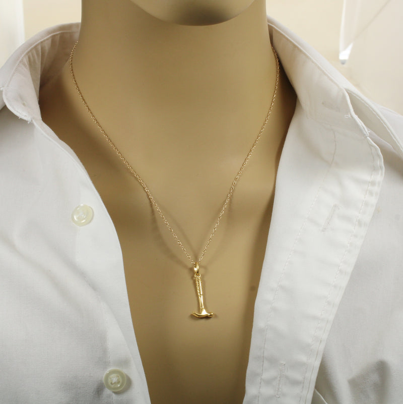 Gold Hammer Necklace for him or her made in 14kt gold vermeil