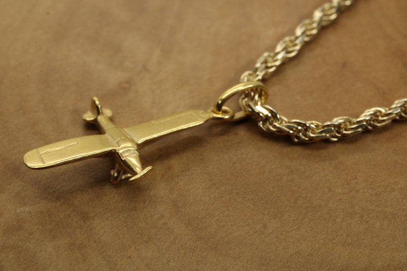 Gold Cessna Airplane Necklace for him or her made in gold vermeil