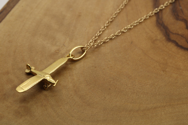 Gold Cessna Airplane Necklace for him or her made in gold vermeil