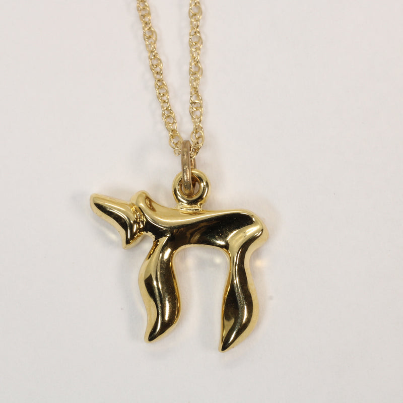 Gold Chai Symbol Necklace made in 14kt gold vermeil, Hebrew Jewish
