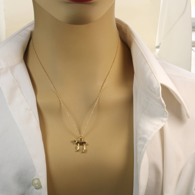 Gold Chai Symbol Necklace made in 14kt gold vermeil, Hebrew Jewish