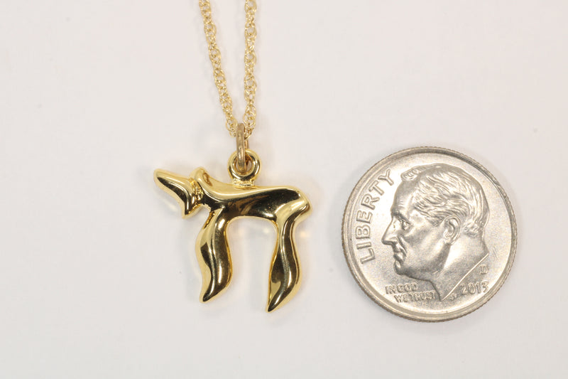 Gold Chai Symbol Necklace made in 14kt gold vermeil, Hebrew Jewish