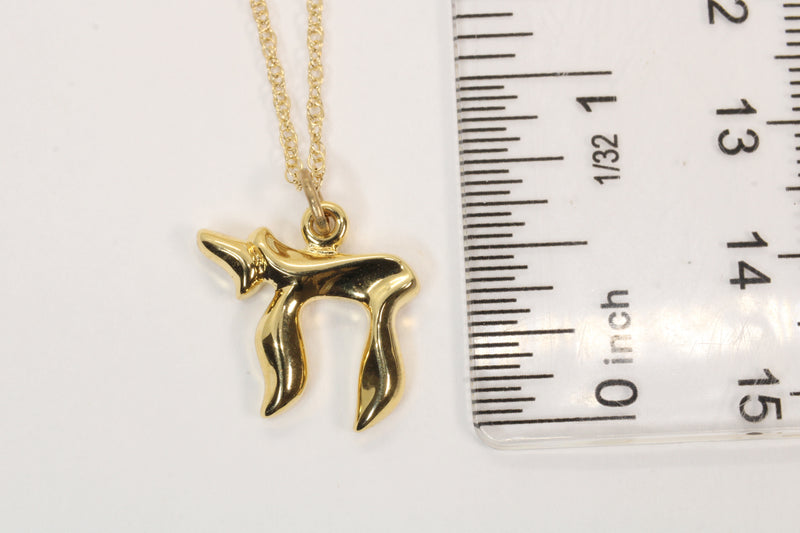 Gold Chai Symbol Necklace made in 14kt gold vermeil, Hebrew Jewish