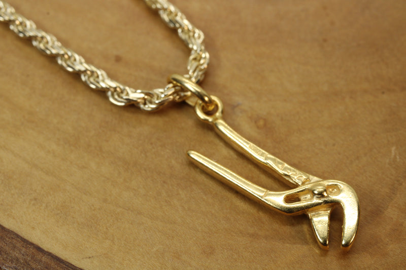 Gold Pliers Necklace for him or her made in 14kt gold vermeil
