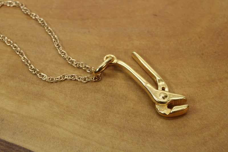 Gold Pliers Necklace for him or her made in 14kt gold vermeil