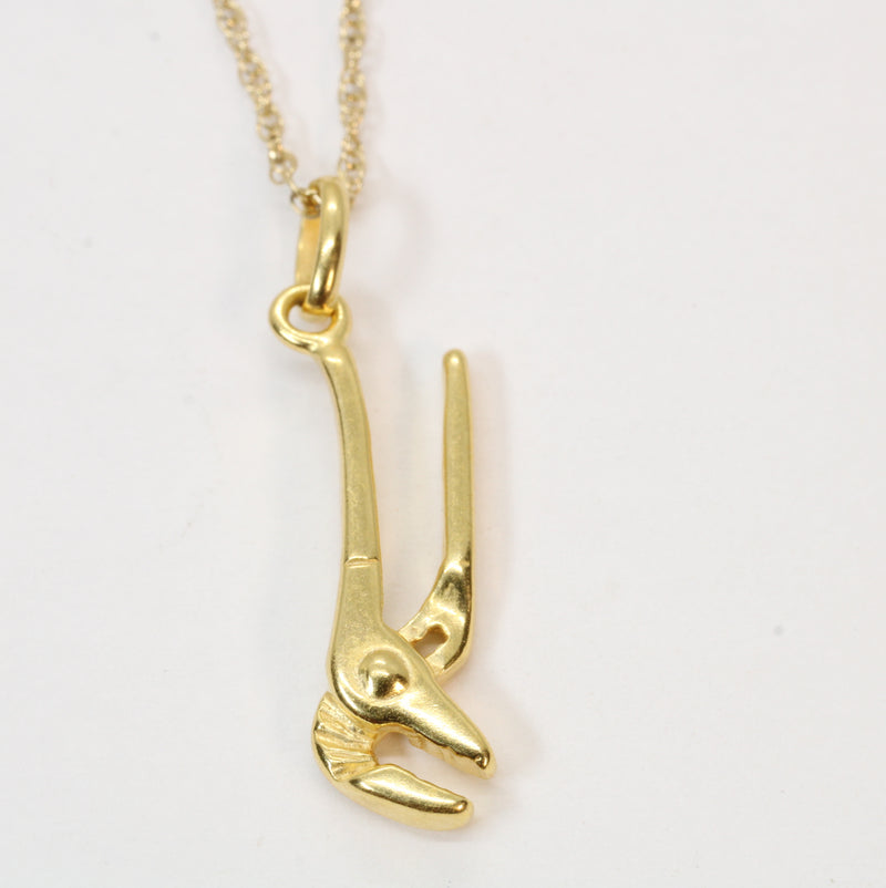 Gold Pliers Necklace for him or her made in 14kt gold vermeil